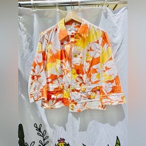 Coldwater Creek Orange and Yellow Floral Blazer